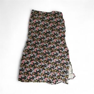 LOFT black floral midi skirt with daisy print | Fall | Slit | Elastic Waist xs